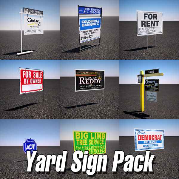 yard sign pack 3d model