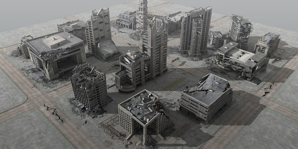 3d destroyed city model