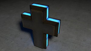 free c4d model glowing metal cross
