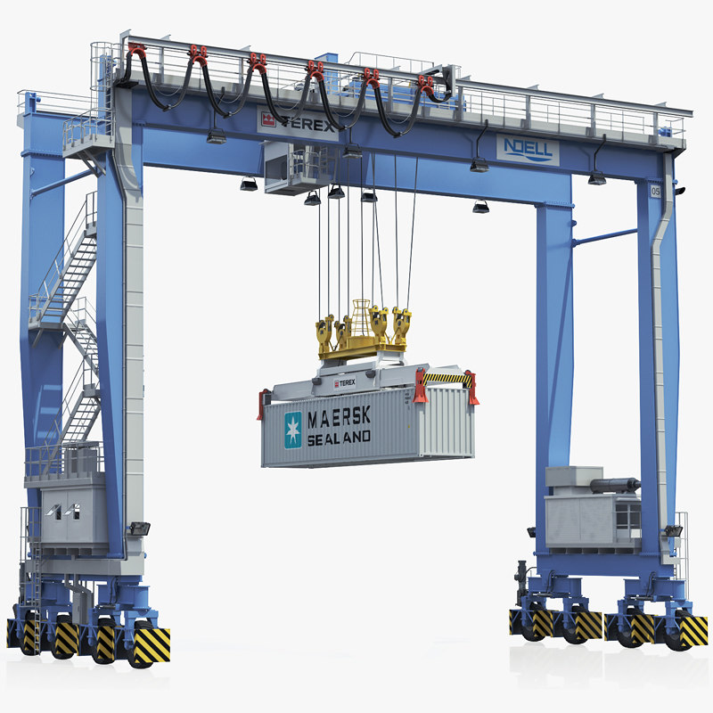 3d rubbertyred gantry crane terex