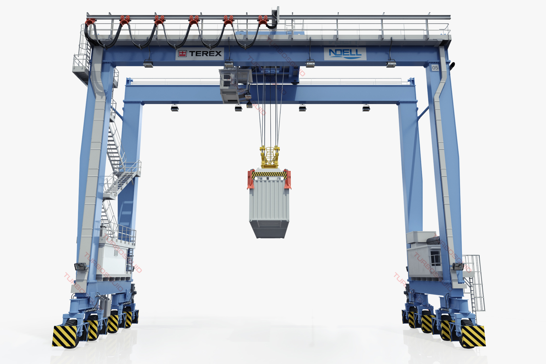3d rubbertyred gantry crane terex