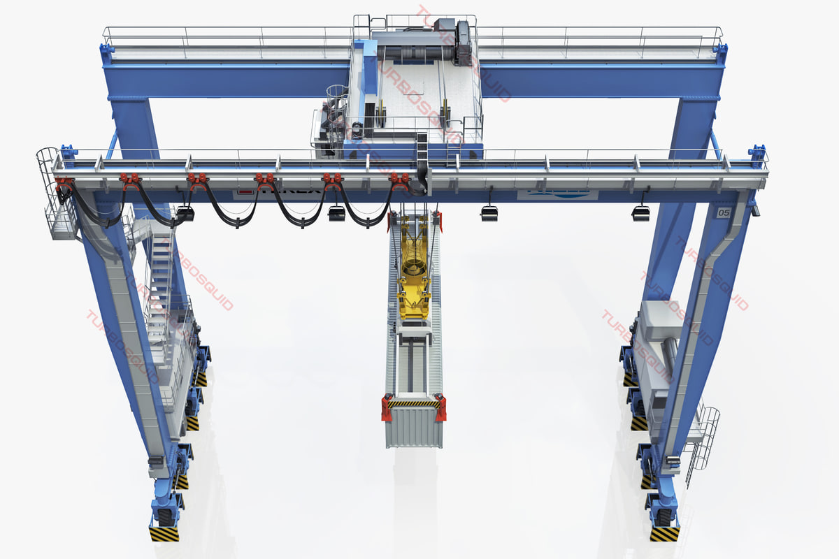 3d rubbertyred gantry crane terex