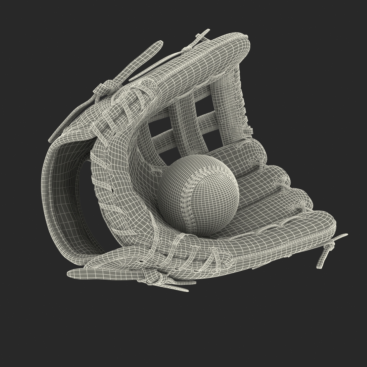 3d baseball glove ball model