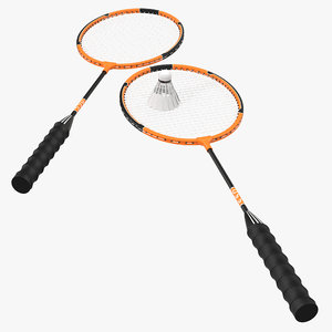 3d badminton racket shuttlecock model