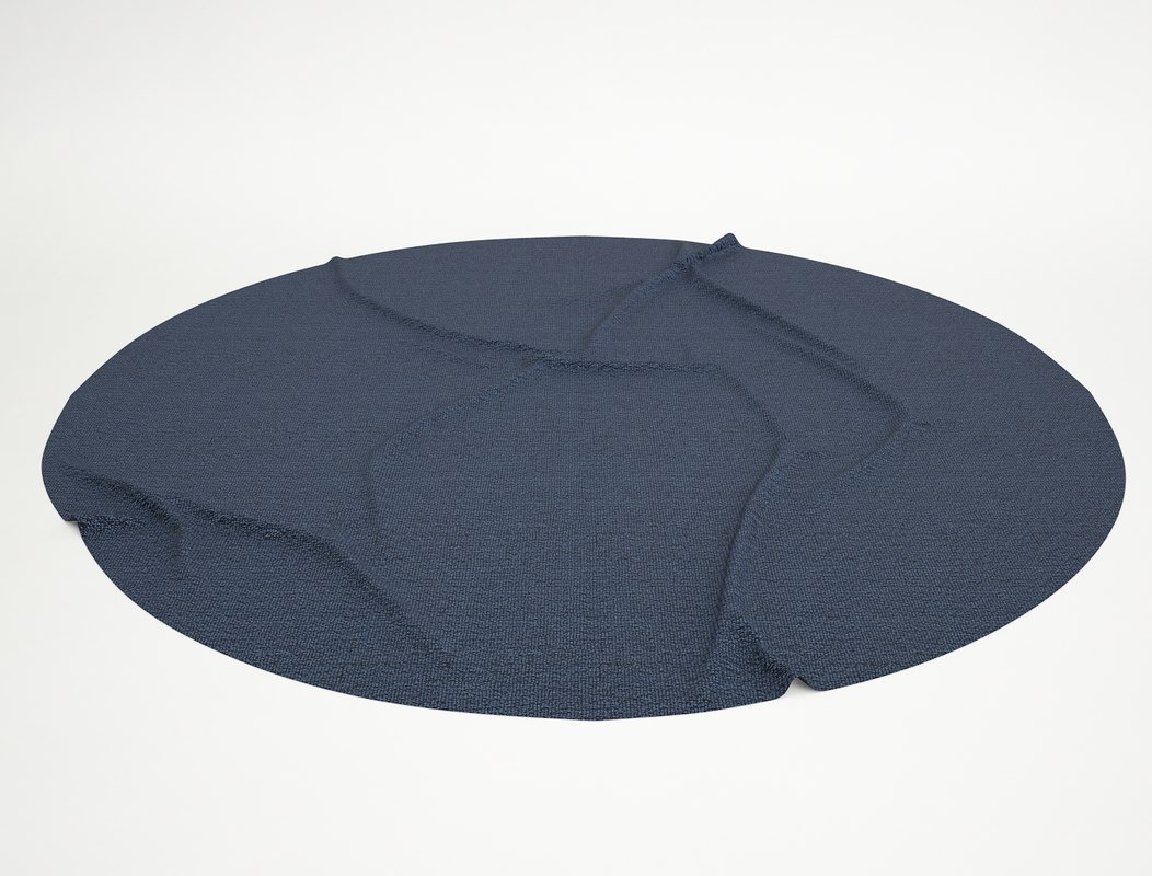 3d blue rug wrinkles circle