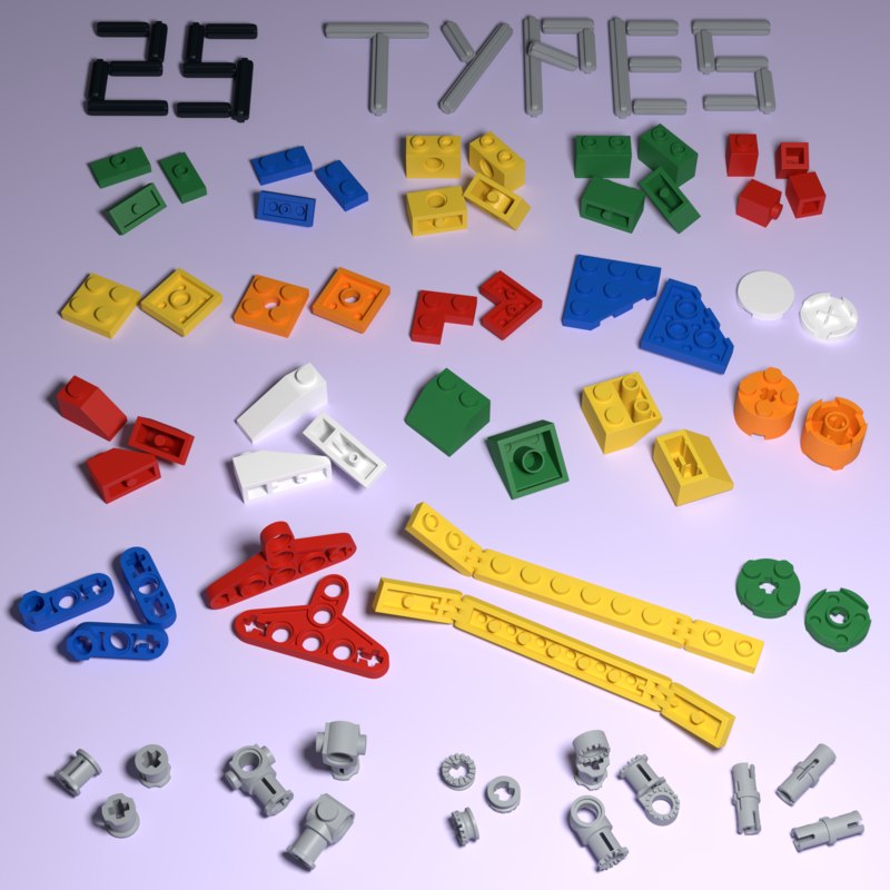 3d model of lego technic bricks