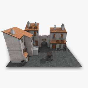 c4d old town medieval architectural