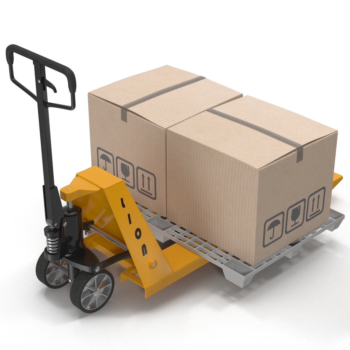 pallet jack and plastic pallet 2 3d models set