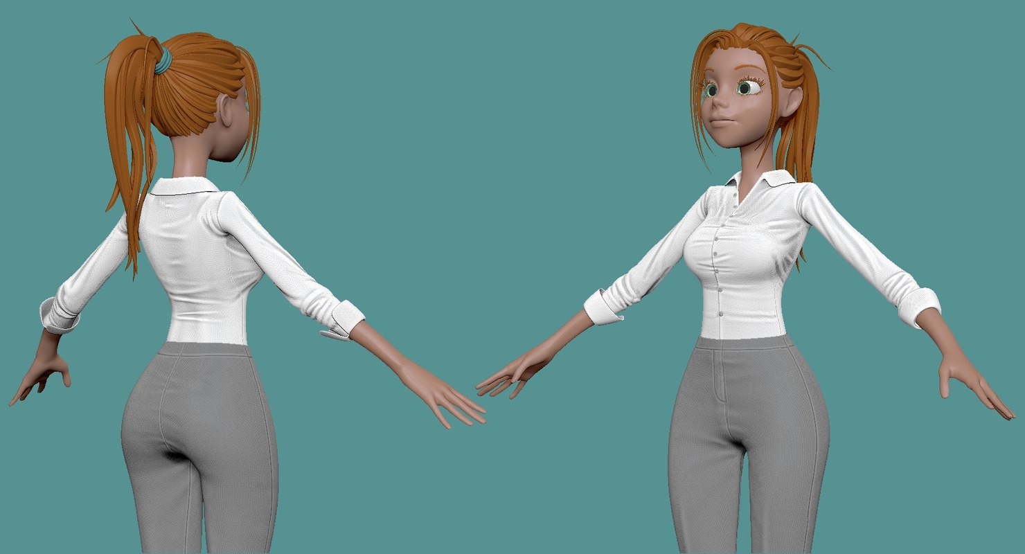 3d model cartoon woman business