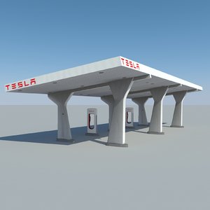 3d tesla supercharging station model