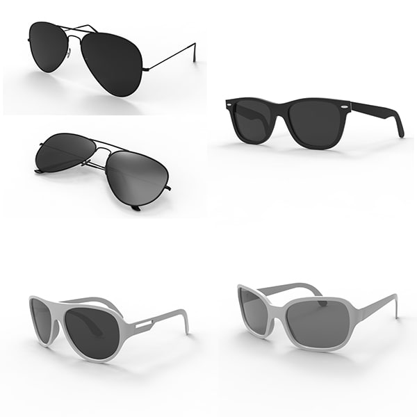 Sleek, futuristic sunglasses reflecting the sun's glare.