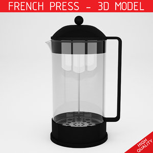 french press coffee maker 3d model