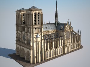 cathedral paris notre-dame 3d obj