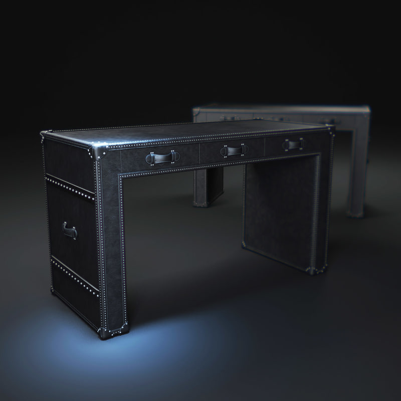 3d Model Of Mayfair Steamer Trunk 3 Drawer Desk