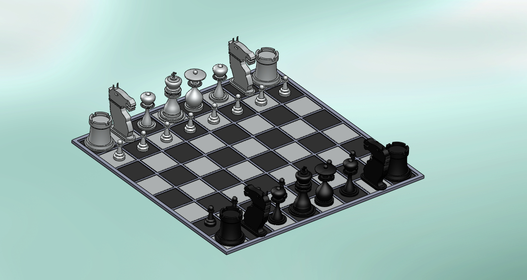 chess board 3d dwg