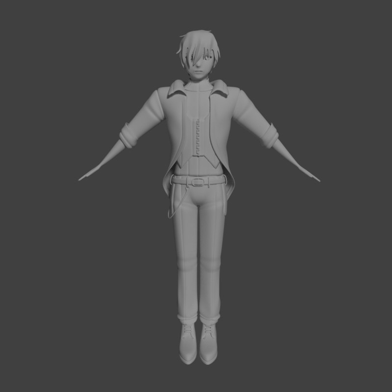 free male manga character 3d model