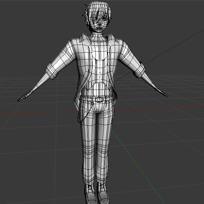 free male manga character 3d model