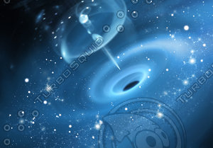 Stars and material falls into a black hole