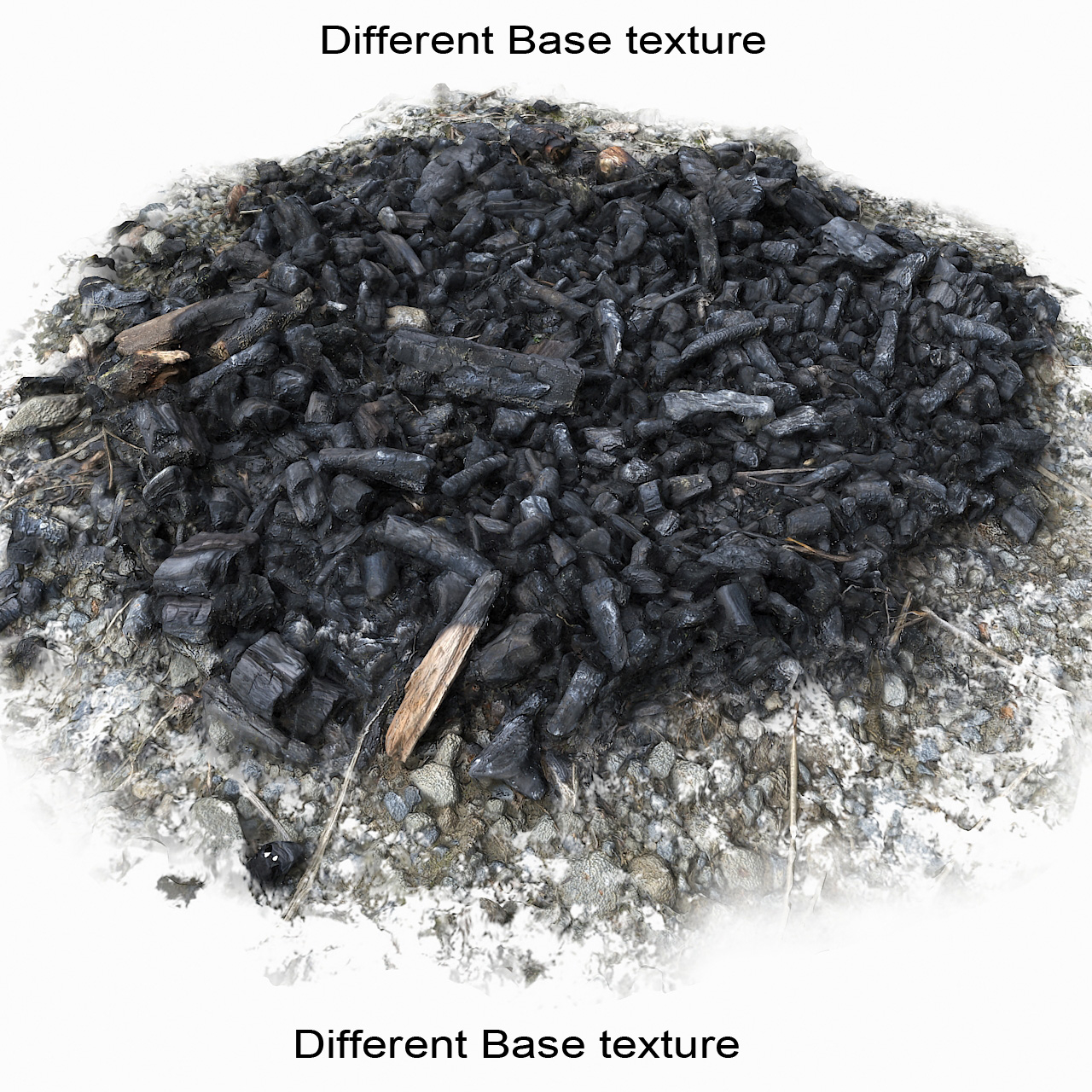 现实木头被烧的灰烬斑点堆土壤3d模型