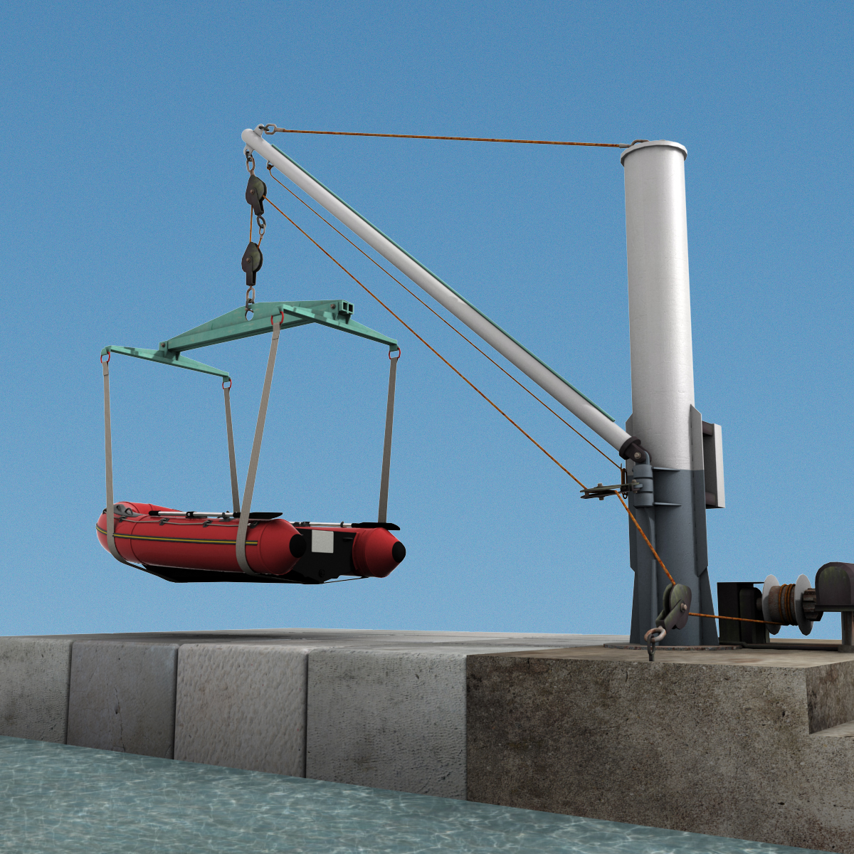 3d jib crane inflatable boat