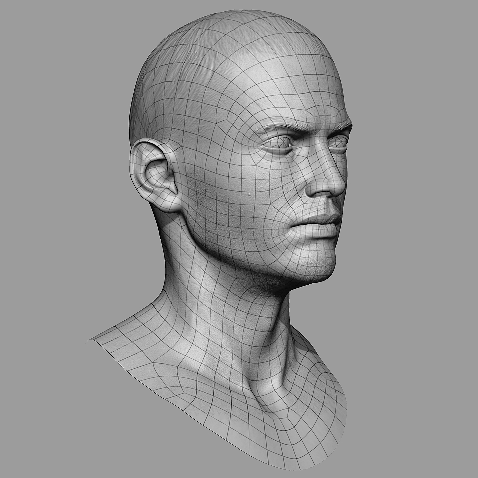 male head realtime res 3d max