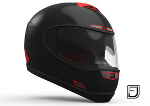 3d black red helmet h07 model