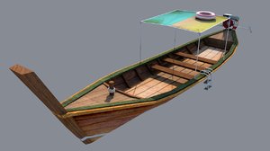 authentic long-tail boat engine 3d ma
