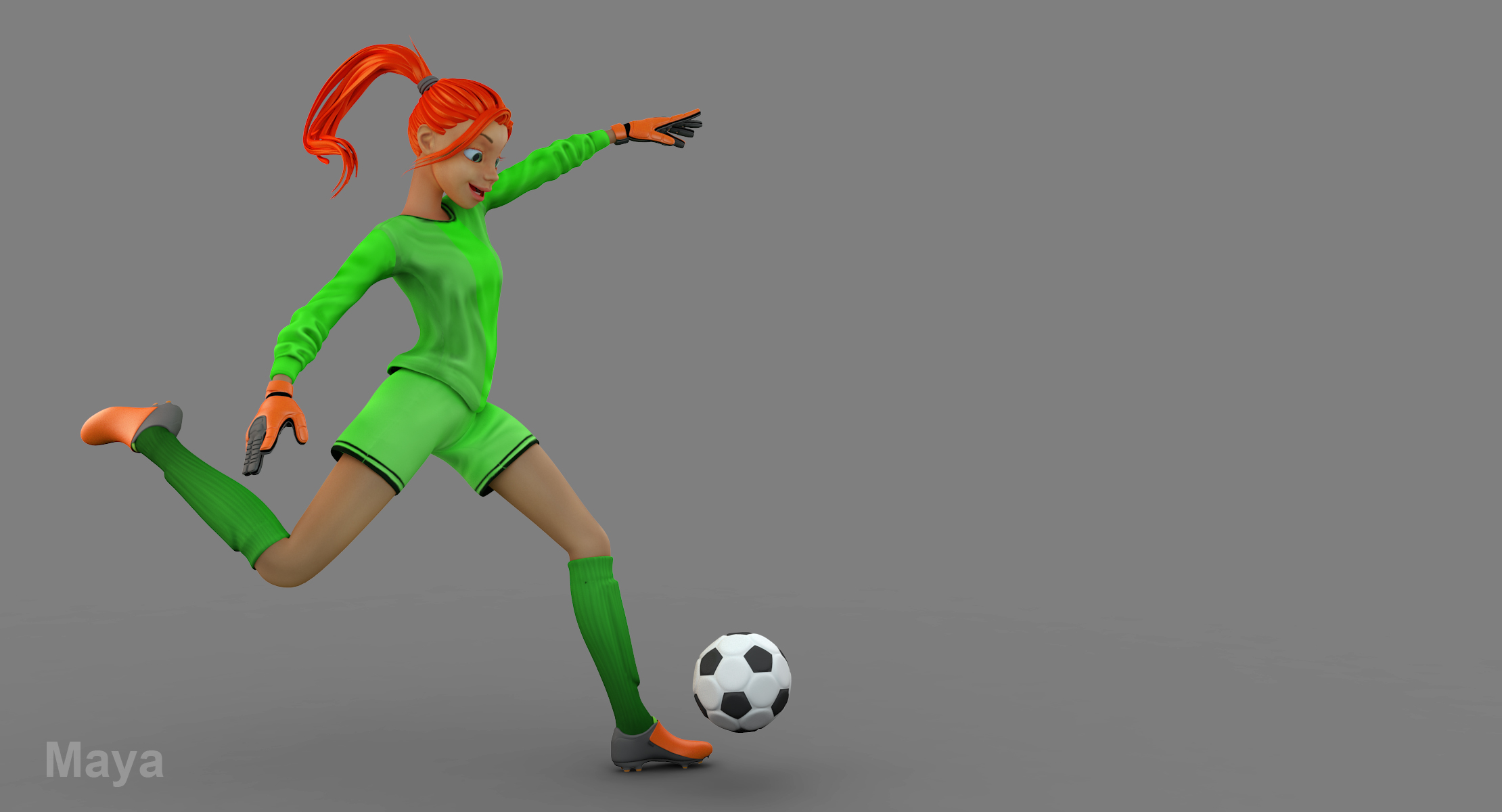 3d model female soccer player kick