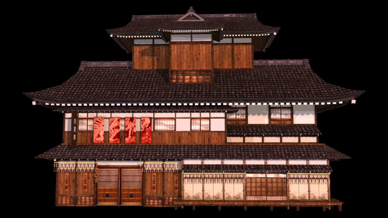 japanese old tradition house building 3d model 