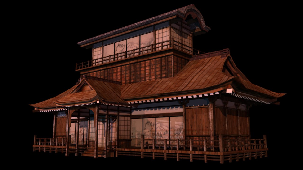 3d model  japanese old tradition house building