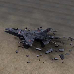 fighter jet wreckage 3d max