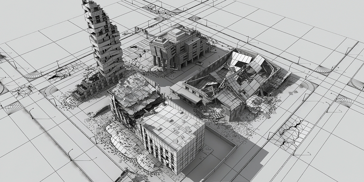 destroyed city block 3d 3ds