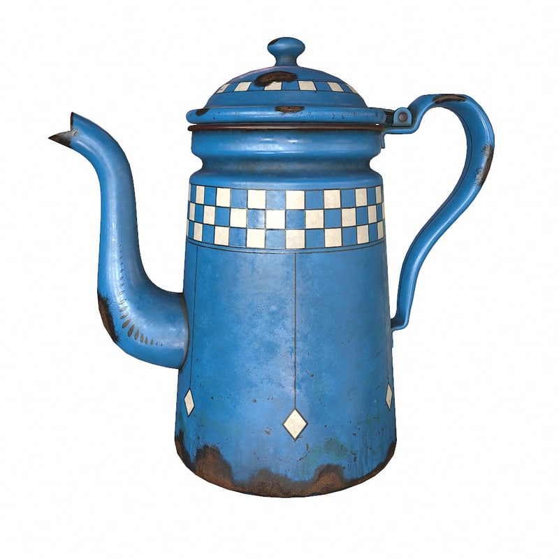 3d model enamel coffee pot