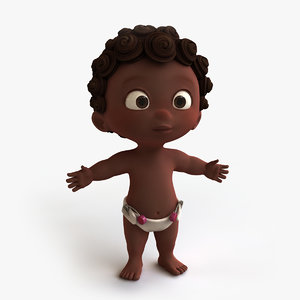 cute afro cartoon baby 3d model