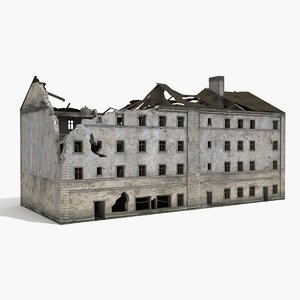 3d destroyed ruined building world war model
