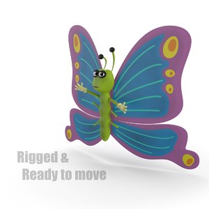 3ds max cartoon butterfly rigged