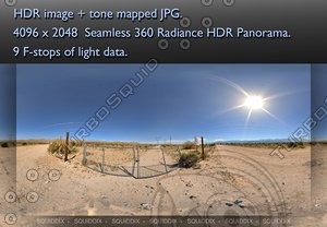 DESERT SAND ROAD WITH CHAIN LINK FENCE, 360 PANORAMA #111