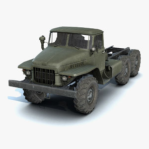 low-poly ural-375 chassis 3d model