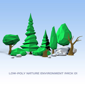 3d model nature pack 01 realtime trees