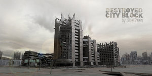 destroyed city block 3d model