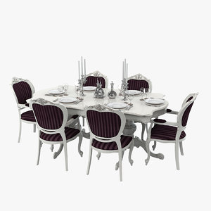 dining table set 3d model