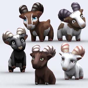 chibii - goat animals 3d model