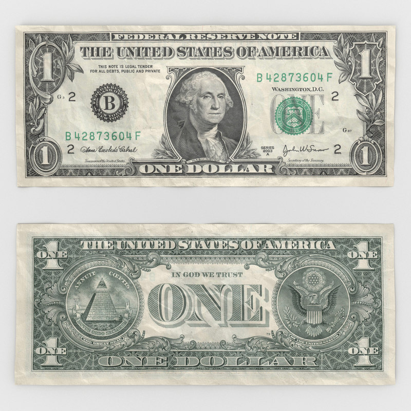 3d dollar bill model