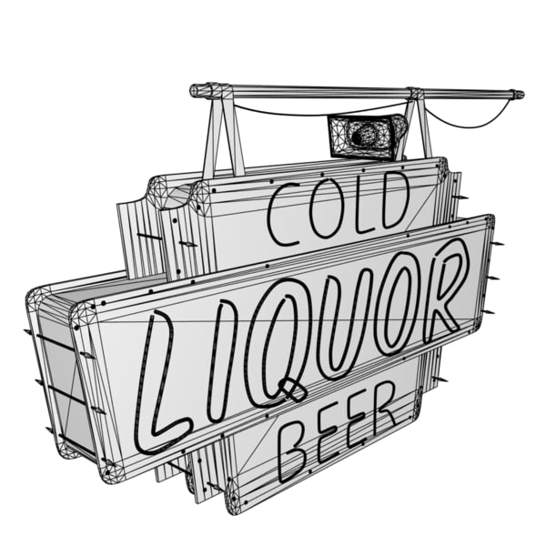 liquors store sign 3d lwo