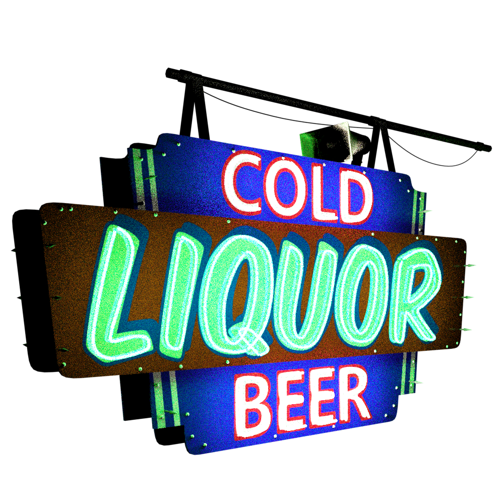 liquors store sign 3d lwo