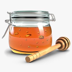 3d glass jar honey dipper