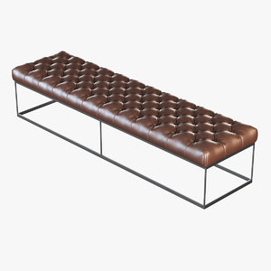 3d model of brown leather banquette eich