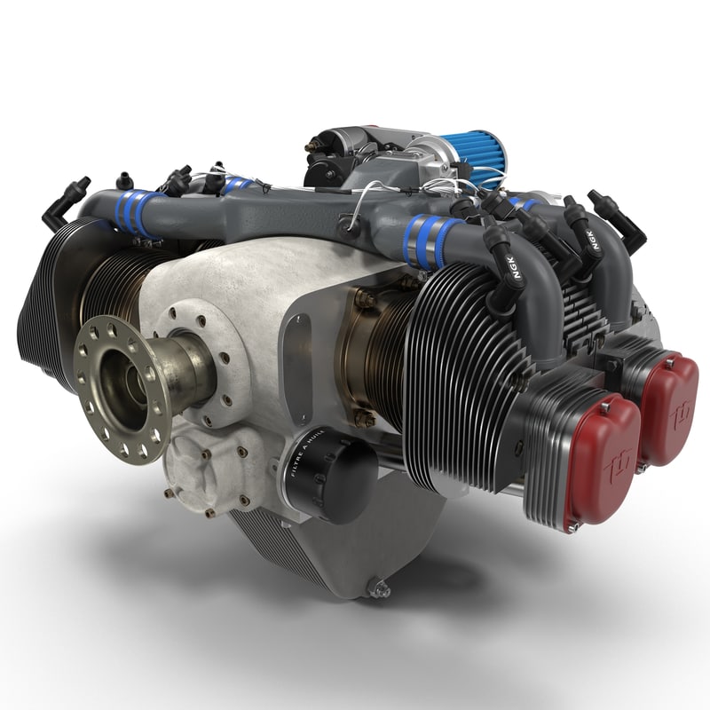 piston aircraft engine ulpower 3d model