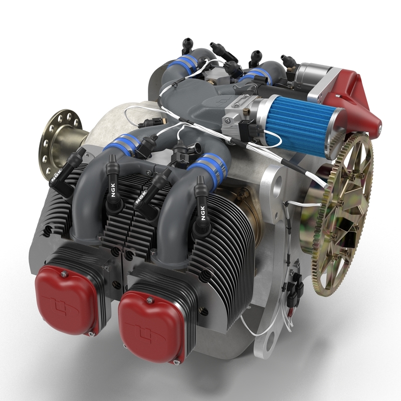 piston aircraft engine ulpower 3d model