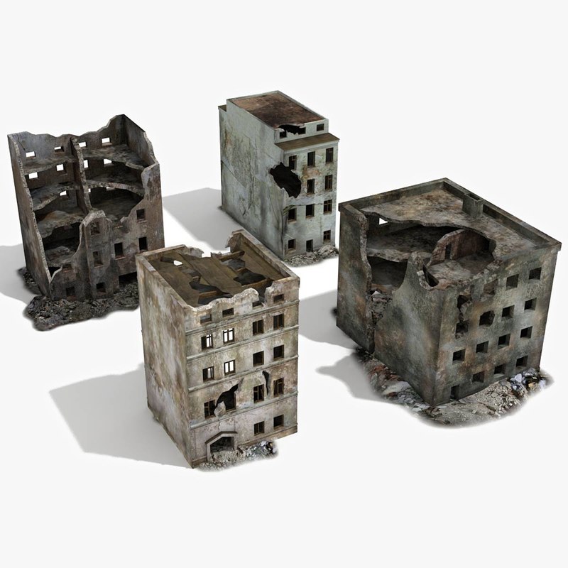 ruined building diorama
